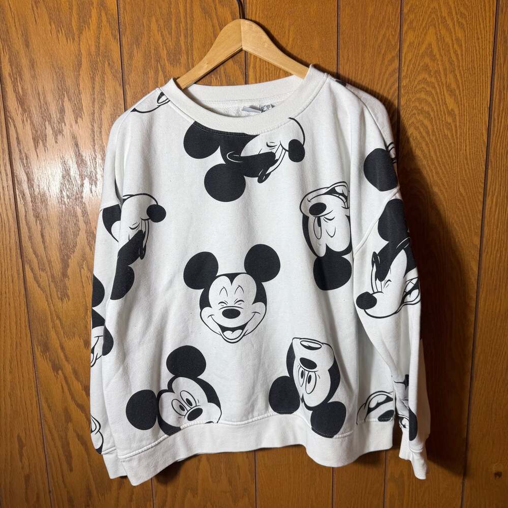 Disney Mickey Mouse All-Over Print White Sweatshirt Size XL